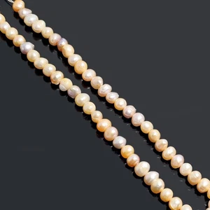 Filo di perle oro Panay bianco tondo barocco 5-6 mm mare del sud Filippine 14" - Foto 1 di 7