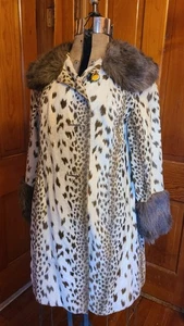 1950s Lykrafur Furrier Made England Faux Fur Coat Leonard Giraffe Cheetah - Picture 1 of 24