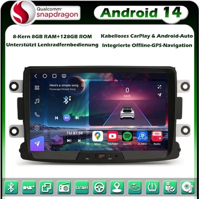 Android 14 128GB 8-Kern Autoradio DAB+HD Renault Dacia Duster Logan Dokker Lodgy - Bild 1 von 4