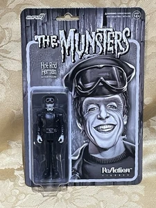 Figura Super7 ReAction Hot Rod Herman 3,75" escala de grises nueva en caja - Munsters - Imagen 1 de 5