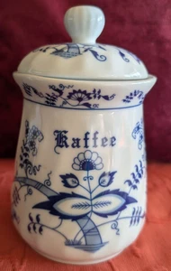 Porzellan Kaffeedose mit Deckel Zwiebelmuster  Mandarin, D. passt nicht richtig  - Bild 1 von 5