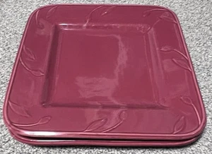 Lot of 2 Signature Sorrento 9" Plates SQUARE Debby Segura BURGUNDY RED 2001 - Picture 1 of 2