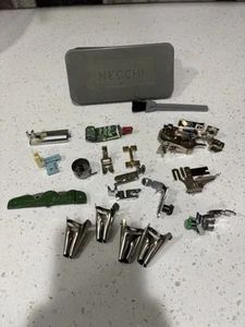 Vintage Sewing Machine Parts Attachments Mixed Lot With Necchi Case Singer Etc - Picture 1 of 21