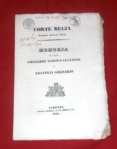 Documento antico Corte Regia memoria causa Gherardi Firenze tipografia 1845 - Picture 1 of 8