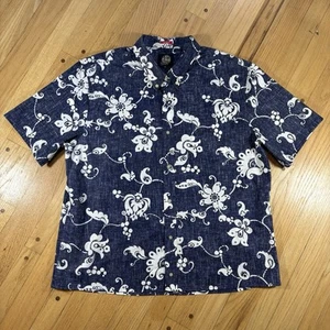 Reyn Spooner Hawaiian Aloha Floral Print Button Up Short Sleeve Shirt 3XL Blue - Picture 1 of 8