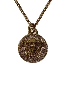 Versace Medusa Necklace Roll Chain Gold Colored Stone Unisex 48cm - Picture 1 of 6