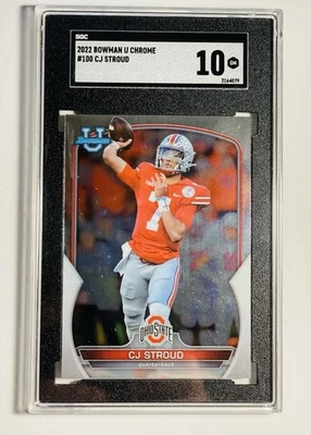 2022 Bowman Chrome U CJ Stroud #100 SGC 10 Gem Mint Ohio State - Houston Texans - Image 1 of 2