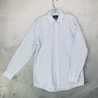 Camisa de Vestir Stafford Ajustada Manga Larga - Rayas Verticales Azul y Blanco 15 1/2 Foto 1 de 4