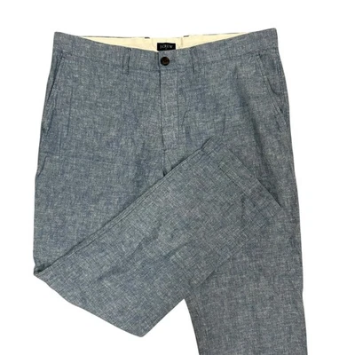 J Crew Linen Cotton Straight Fit Pants Mens 33X30 Blue Chino - Image 1 of 4