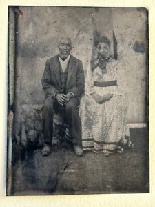 Tintype of black woman/man late 1800s original photo 3.25" x 2.5" - Picture 1 of 4