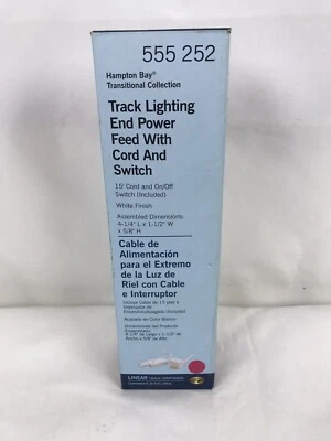 New Hampton Bay Track Lighting End Power Feed with Cord & Switch White 555 252 - Image 1 of 3