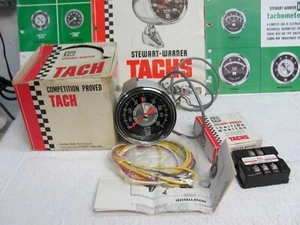 Stewart Warner  3 3/8 Green Line 8K Tachometer with 990B sender date code 1968 - Picture 1 of 8