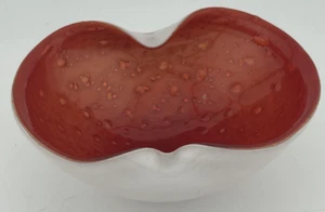 Mid Century Murano ? Bowl With Metal Flakes Red/Orange Tones & White Vintage - Picture 1 of 13