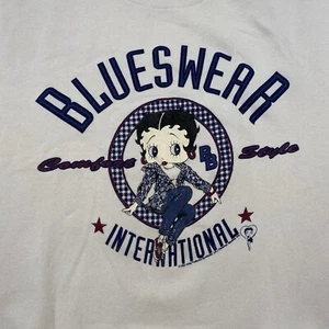Vintage 1993 Jerzees Betty Boop Blueswear International White Sweatshirt XL - Picture 1 of 8