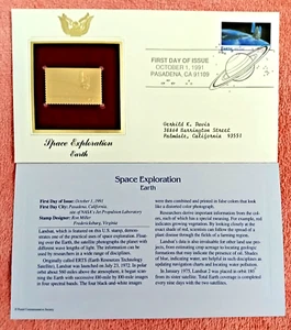1991 Space exploration EARTH 22k Gold Golden Cover replica FDC Stamp - Picture 1 of 1