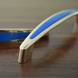 10 STK.Möbelgriff Blau/Gold Farbkombination Massiv Metal Küche Wohn Gardrobe NEU - Picture 1 of 9