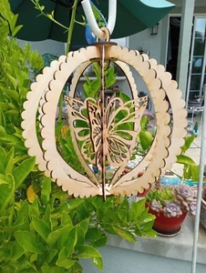 Monarch butterfly hanging wooden wind spinner twister - Picture 1 of 7