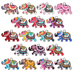 18 PIEZAS Dijes de elefante para fabricación de joyas, Colgante de esmalte de metal de elefante mixto - Imagen 1 de 7