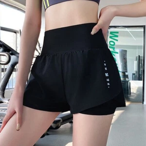Elastic Waist Yoga Shorts with Lining Running Short Leggings Women - Picture 1 of 11