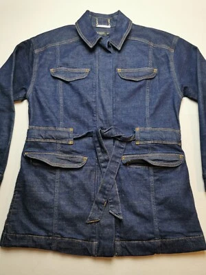 TED BAKER Mujer Talla 10 Reino Unido S Gellier Chaqueta Vaquera NUEVA Corbata Azul Cintura Utilitaria Foto 1 de 4