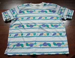 Camicia donna Alfred Dunner vintage anni 80 90 top conchiglie mare spiaggia oceano L - Foto 1 di 5