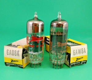 2PCS ZENITH 6AU8A & 6AW8A ELECTRON TUBES VINTAGE AUDIO RADIO TV - Picture 1 of 6
