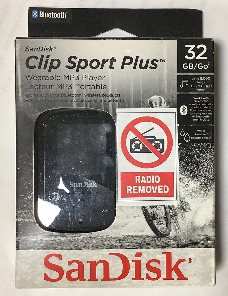 SanDisk Clip Sport Plus 32GB Black - KOSHER MP3 Player - Open box-Radio removed - Image 1 of 4