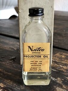 Vintage Natco Movie Projector Lubrication Lubricating Oil Bottle 4.5" Used