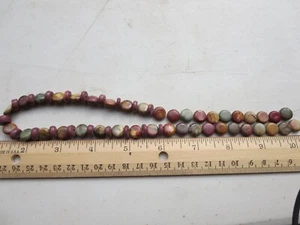 984 CHERRY CREEK JASPER AND HAND ROLLED MINNESOTA PIPESTONE BEADS. ABOUT 18.25" - Picture 1 of 4