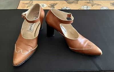 Cesare Paciotti Shoes Womens Wing Tip Tan &White EU 35 Spool Heel - Image 1 of 4