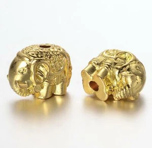 4 GOLD PLATED ELEPHANT SPACER BEADS CHARMS 12mm HOLE 2mm TOP QUALITY TS98 - Picture 1 of 2