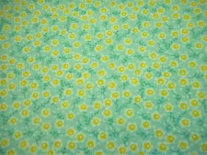 Quilt Fabric By The Half-Yard Yellow White Floral on Lt Aqua Premium Cotton #C - Picture 1 of 2