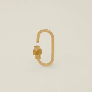 Conector potenciador de encanto en forma de clip ovalado barril oro macizo 14K REAL - Imagen 1 de 9