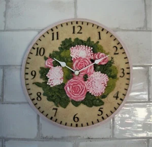 Garden Wall Station Clock Outdoor Indoor 12 inch Floral Design - Picture 1 of 4