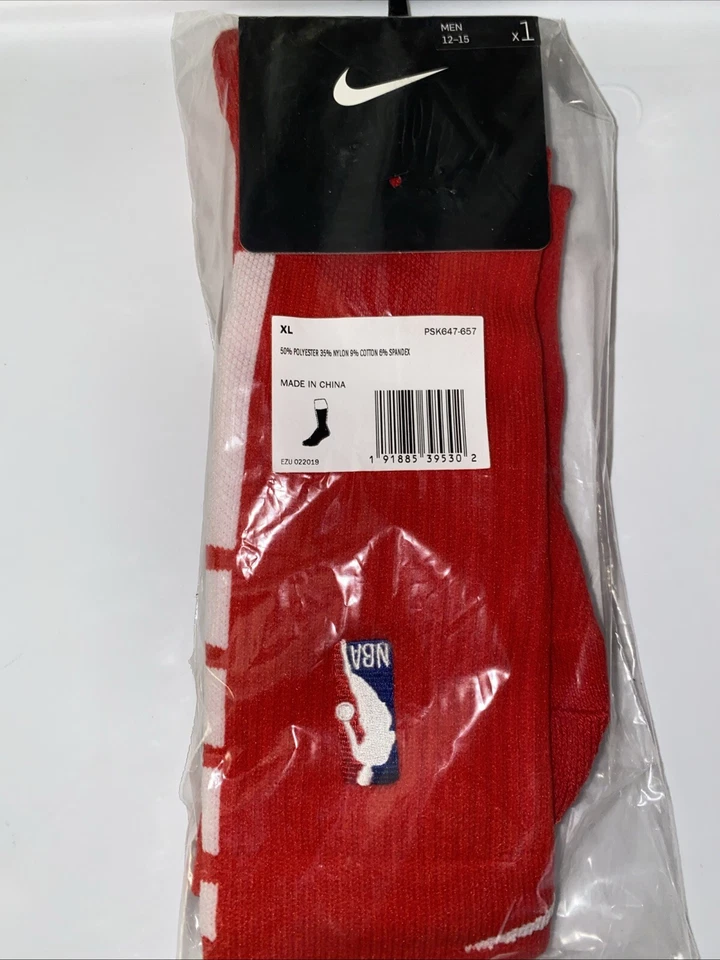 Nike NBA Authentics Basketball Socks Size Large PSK651-105 Red