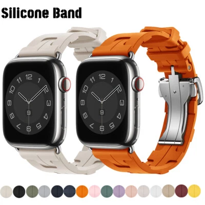 For Apple Watch Ultra 2 Series 9 8 7 SE 6 5 4 3 Single Tour Strap Silicone Band - Image 1 of 4