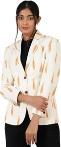 Damen Ikat Baumwolle Batik Einreiher Zwei-Knopf Blazer - Größe 10 (M) - Bild 1 von 7
