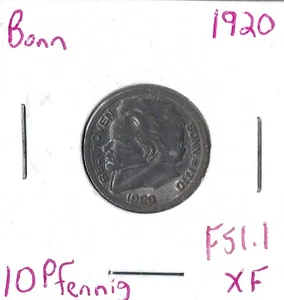 Notgeld Bonn (Alemania) 10 Pfennig 1920 F51.1, Beethoven! - Imagen 1 de 3