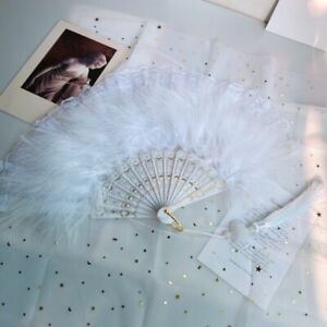 Lace Feather Fan Fluffy Lolita Wedding Dance Props Stage Fancy Dress Decor Fan