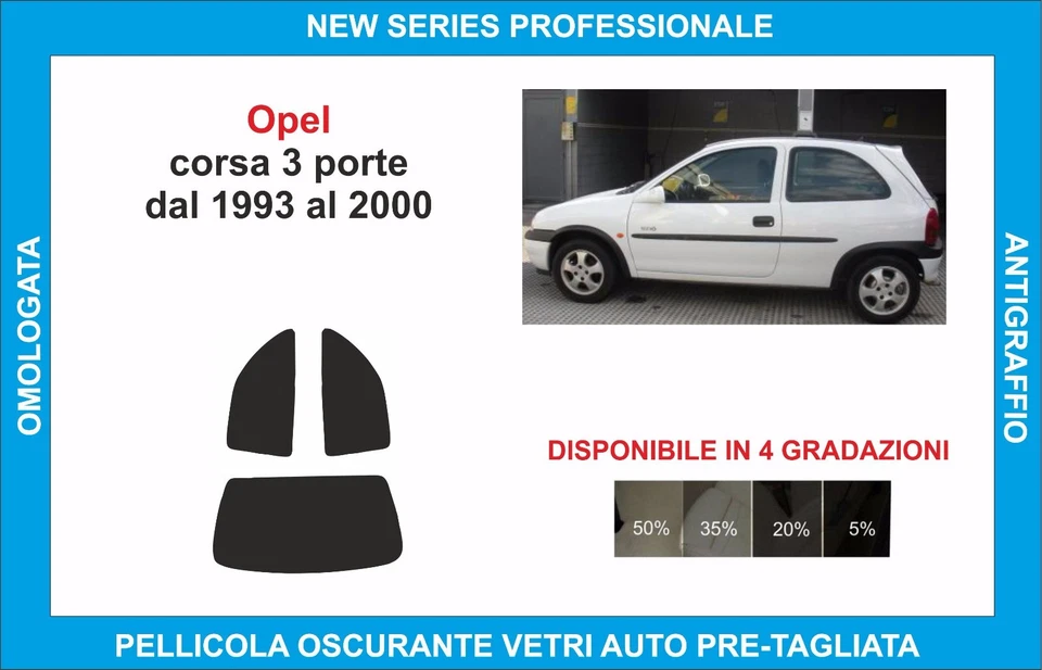pellicole oscuranti vetri opel corsa 3p dal 1993 al 2000  - Image 1 of 1
