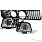 Topline For 2005-2009 Ford Mustang GT Halo LED Chrome Headlights+Mesh Grille Blk