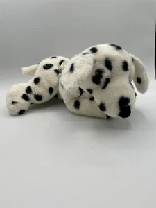 RARE Russ RESCUE Puppy Dog Plush White Black Spots 14” Floppy Laying - Picture 1 of 14