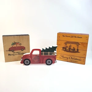3 Wood Christmas Signs Farmhouse Decor Old Truck Nativity, 2 are P. Graham Dunn - Picture 1 of 11