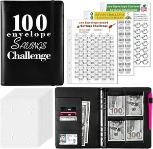 100 Envelopes Money Saving Challenge Binder, Envelope Savings Challenge Book, - Picture 1 of 7
