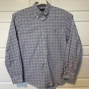 Ralph Lauren Classic Fit Pony L/S White Purple Blue Plaid Button Up Size L EUC - Picture 1 of 12