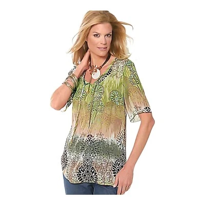 New Sparkle Printed Tie Dye Tunic Top Size 18 Tie Neck Floral BNWOT BNIP - Image 1 of 4