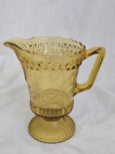 Antique Bryce EAPG Embossed Wildflowers Amber 5” Tall Creamer Pitcher Ir3 - Picture 1 of 7
