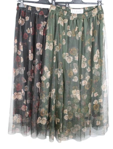 New Ladies Floral Print Mesh Net Elasticated High Waist A Line Skirt Overlay - Picture 1 of 1