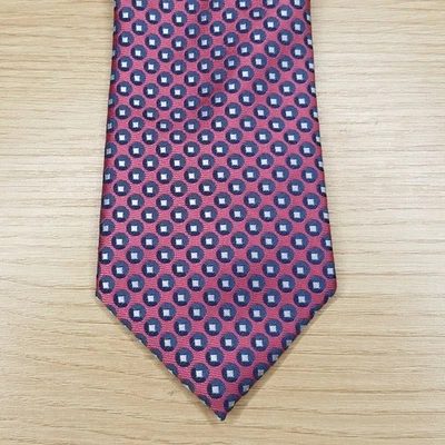 Corbata de cuello para hombre PERRY ELLIS rosa coral micro punto geo estampado clásico en punta Foto 1 de 4