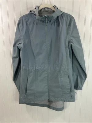 Avalanche Women Medium Raincoat Blue Gray Zipper Front Hood Zippered Pockets - Image 1 of 4